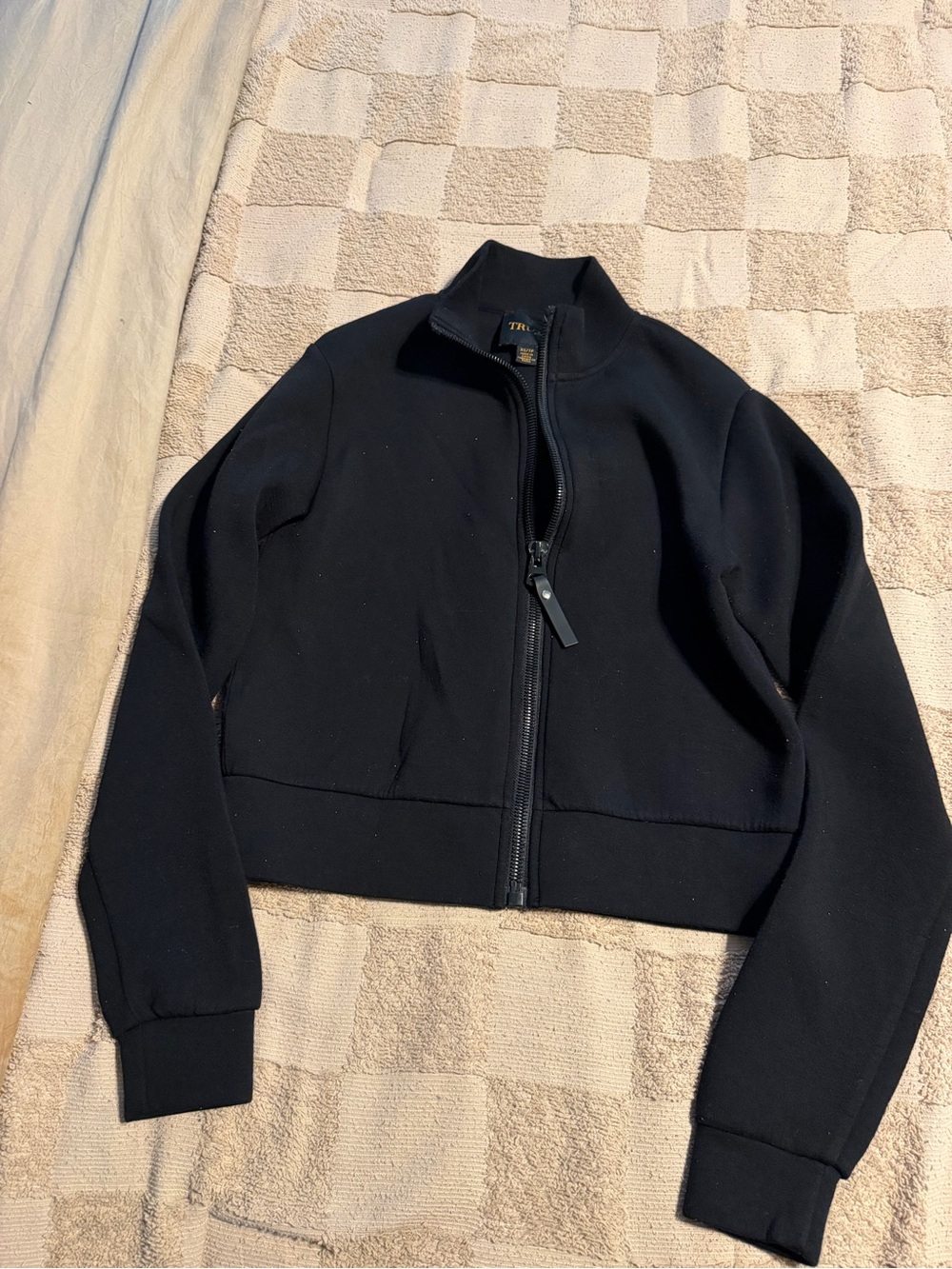Truth Black Cropped Zip Front Bomber Jacket